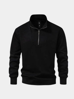 Marcel | Sweat-shirt zippé noir à col élégant